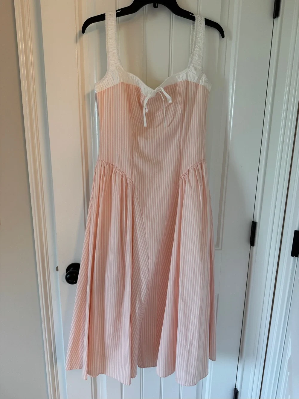 ASTR Blush Pink Square-Neck Midi Dress with Tie Detail - Picture 5 of 6